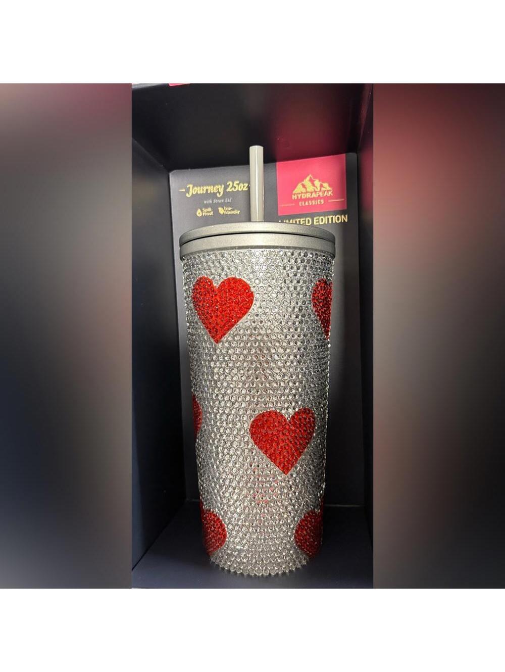 Hydrapeak Classic Journey 25oz Limited Edition Tumbler Bling Red Hearts New
